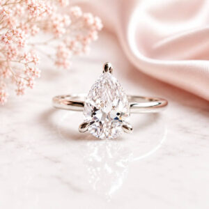 Anillo Olena 14k Moissanita Pera 2.0ct Con Certificado GRA