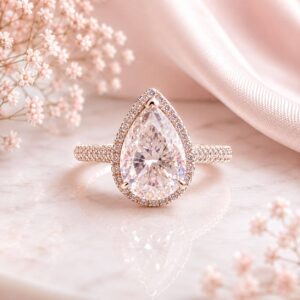 Anillo Isabella 14K Moissanita Pera 2.0CT Con Certificado GRA