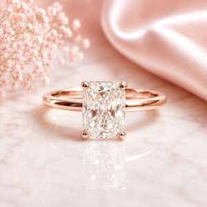 Anillo Amelie 10k Moissanita Radiante 2.0ct Con Certificado GRA
