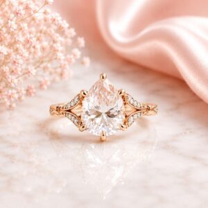 Anillo Alessia 14k Moissanita Pera 1.8ct Con Certificado GRA