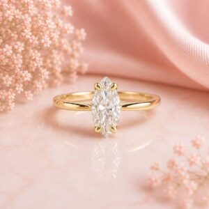 Anillo Marquesa 10k moissanita marquesa 1.0ct con certificado GRA