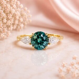 Anillo Serena Moissanita Cyan 1.0ct Con Cerfificado GRA