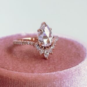 Anillo Artemisa 14k moissanita rose cut 1.5ct con certificado GRA