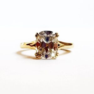 Anillo Donatella 14K Moissanita Cojín 3.0CT Con Certificado GRA