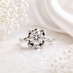 Anillo Fleur moissanita 1.0ct con certificado GRA