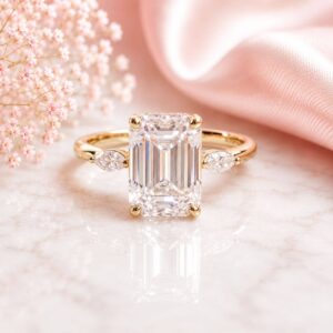 Anillo Natasha Moissanita Esmeralda 3.0CT Con Certificado GRA