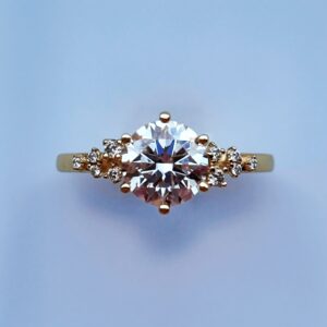 Anillo Dalia 14k moissanita 1.2ct con certificado GRA