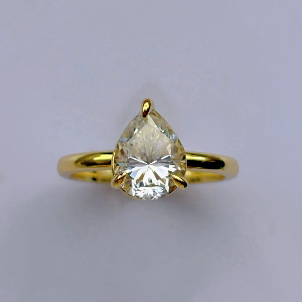 Anillo Olena 14k Moissanita Pera 2.0ct Con Certificado GRA