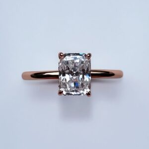 Anillo Amelie 10k Moissanita Radiante 2.0ct Con Certificado GRA