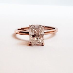 Anillo Amelie 10k Moissanita Radiante 2.0ct Con Certificado GRA