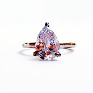 Anillo Olena 14k Moissanita Pera 2.0ct Con Certificado GRA