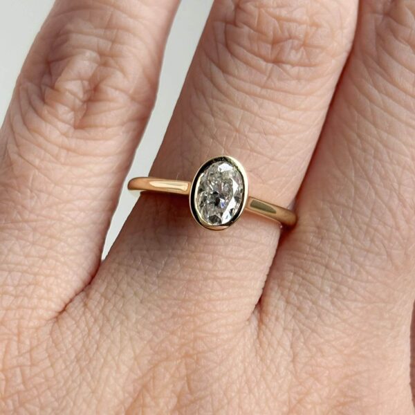 Anillo Leonora 14K Moissanita Oval 1.0CT Con Certificado GRA - Image 14
