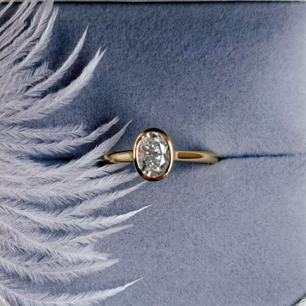 Anillo Leonora 14K Moissanita Oval 1.0CT Con Certificado GRA - Image 7