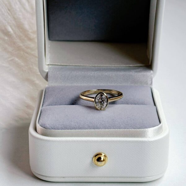 Anillo Leonora 14K Moissanita Oval 1.0CT Con Certificado GRA - Image 6