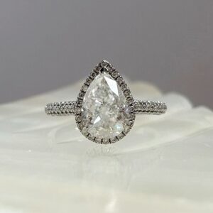 Anillo Isabella 14K Moisanita Pera 2.0CT Con Certificado GRA
