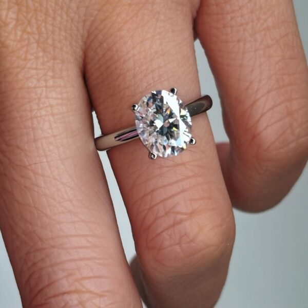 Anillo Ophelia 14K Moissanita Oval 3.0CT Con Certificado GRA - Image 9