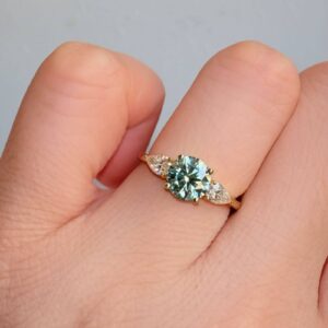 Anillo Serena Moisanita Cyan 1.0ct Con Cerfificado GRA
