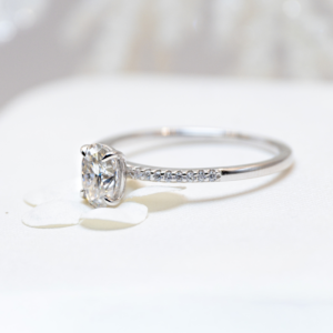 Anillo Promise 10k Moisanita Oval 1.0ct Con Cerfificado GRA
