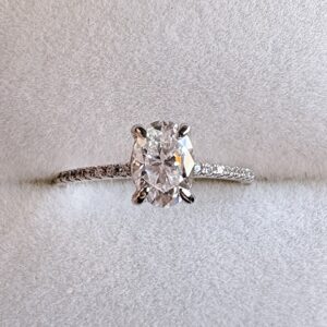 Anillo Promise 14k Moissanita Oval 1.0ct Con Cerfificado GRA