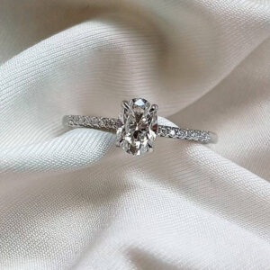 Anillo Promise Moisanita Oval 1.0ct Con Cerfificado GRA