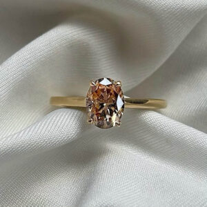 Anillo Dakota Moisanita Champán Oval 1.5ct Con Certificado GRA
